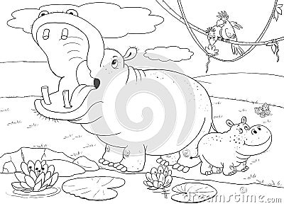 African animals. Cute crocodiles. Illustration for children. Stock Photo