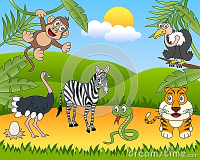 African Animals Group [2] Vector Illustration