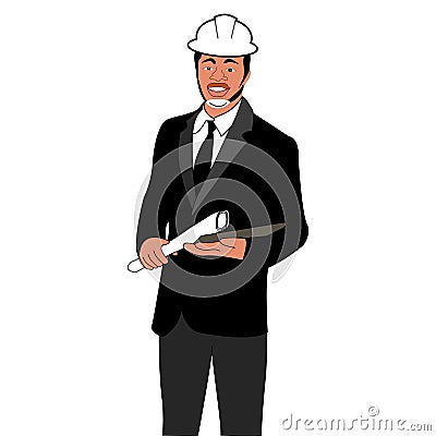 African architect engineer manager with suit,Vector illustration cartoon character Cartoon Illustration