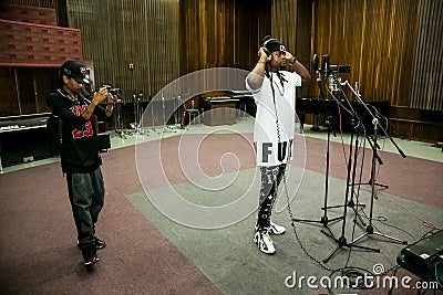 African Artist Buffalo Souljah, Zimbabwe singing in a SABC recording studio Editorial Stock Photo