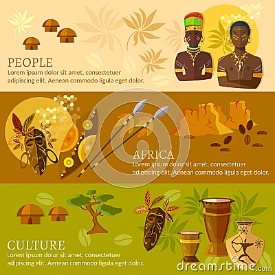 African banners Africa culture and traditions Vector Illustration