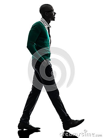 African black man walking silhouette Stock Photo