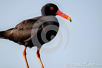 African Black Oystercatcher. Close Up View. Generative AI Stock Photo