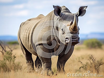 African black rhino Cartoon Illustration