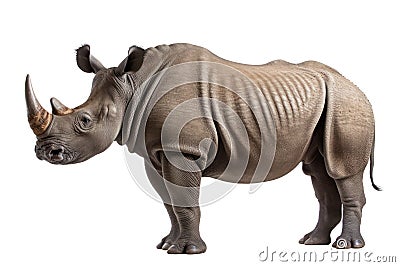 African black rhinoceros isolated on white Stock Photo