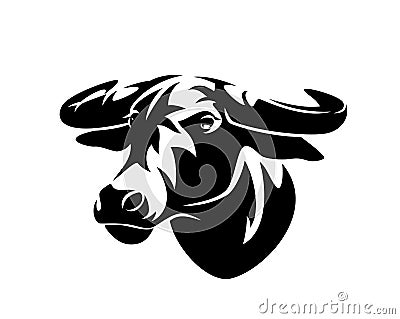 African buffalo bull black vector head Vector Illustration