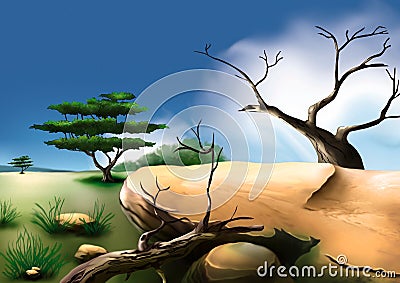 African bush Cartoon Illustration