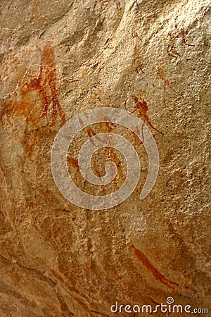 African bushman's rock art paintings in mountains Stock Photo