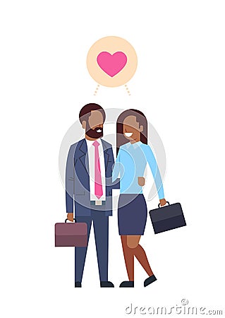 African business parents with suitcase couple in love, full length avatar on white background, successful family concept Vector Illustration