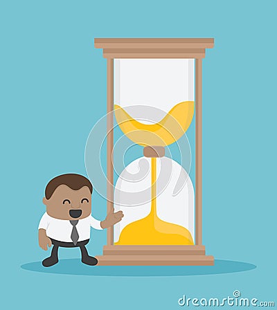 African businesses offering hourglass to those who need time. Vector Illustration