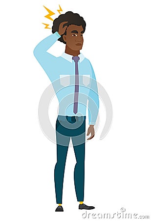 African businessman with lightning over his head Vector Illustration