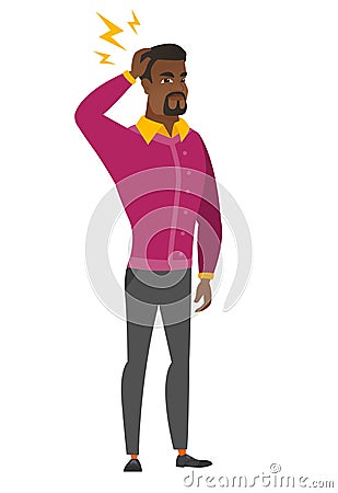 African businessman with lightning over his head Vector Illustration