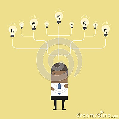 African businessman many idea to success concept. Vector Illustration