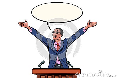 African Businessman or politician speaker speaking at the podium Vector Illustration