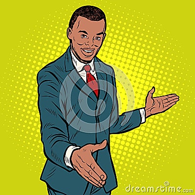 African businessman shaking hands Vector Illustration