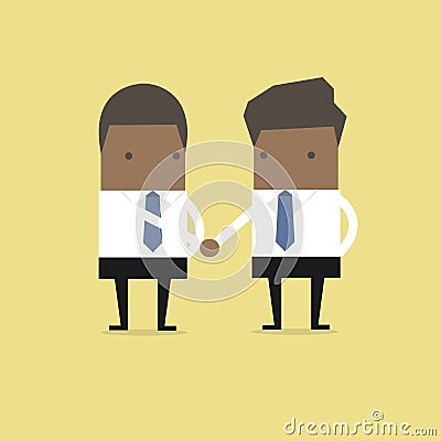 African businessman shaking hands congratulating. Vector Illustration