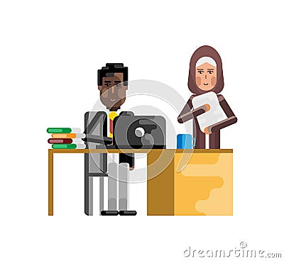 African businessman working in office Vector Illustration