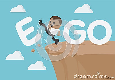 African businessmen are kicking consonant E to reduce ego Vector Illustration