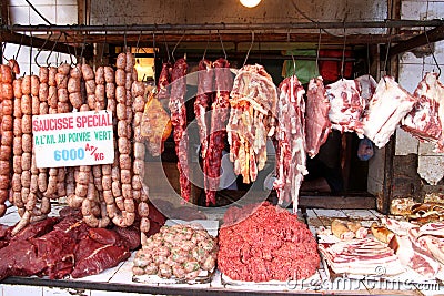 African butcher shop Stock Photo
