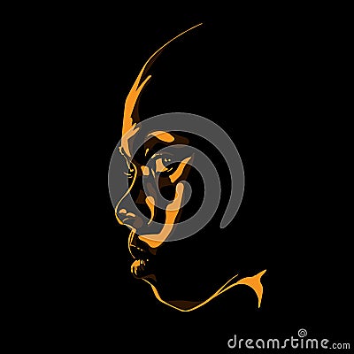 African child. Baby Contour face silhouette Vector Illustration