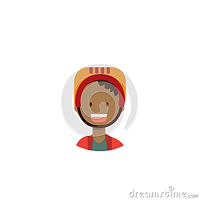 African children face happy girl helmet portrait on white background, female avatar flat Vector Illustration