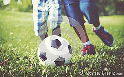 African Children Playing Exercise Football Concept Stock Photo