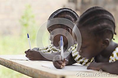 African Children at School Doing Homework. African ethnicity stu Stock Photo