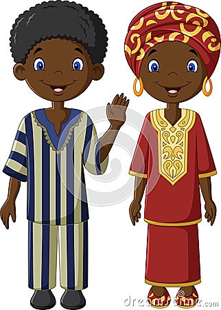 African children with traditional costume Vector Illustration