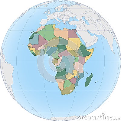 African continent on the Globe Vector Illustration