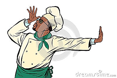 African cook chef, gesture of shame. denial no Vector Illustration