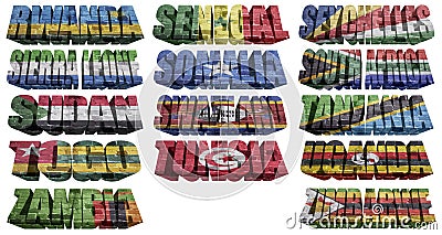 African countries (From R to Z) flag words Stock Photo