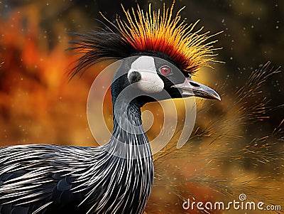 African crown crane side profile Made With Generative AI illustration Cartoon Illustration