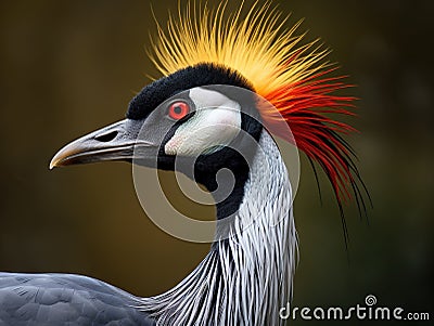 African crown crane side profile Made With Generative AI illustration Cartoon Illustration