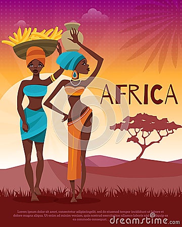 African Culture Tribal Traditions Flat Poster Vector Illustration