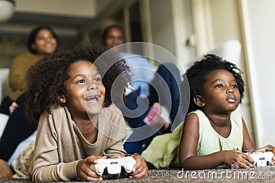 African Descent Family House Home Resting Living Stock Photo