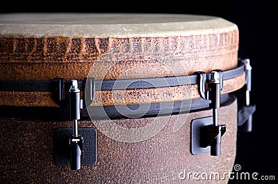 African Djembe on a Black Bk Stock Photo