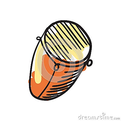 African djembe drum hand drawn icon Vector Illustration