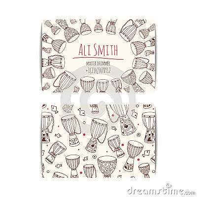 African djembe drum visit card Vector Illustration