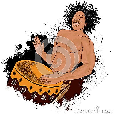 African drummer Cartoon Illustration