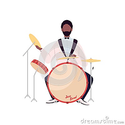 African drummer flat color vector faceless character Vector Illustration