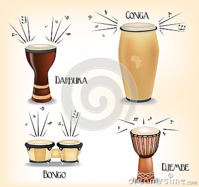 African drums collection Vector Illustration