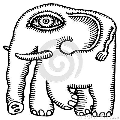 African elephant drawing Vector Illustration