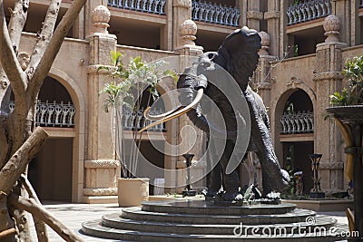 African elephant head relief, artificial rocks in Sun City, South Africa Stock Photo