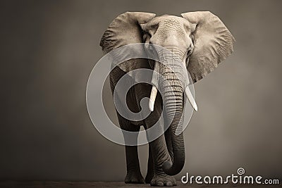 African elephant studio shot over gray background. Stock Photo