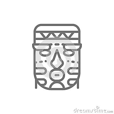 African ethnic tribal mask line icon. Vector Illustration