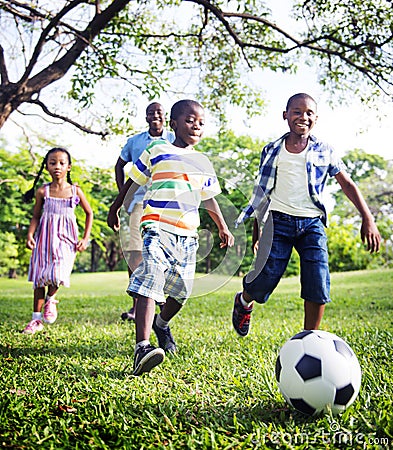 African Family Happiness Holiday Vacation Activity Concept Stock Photo