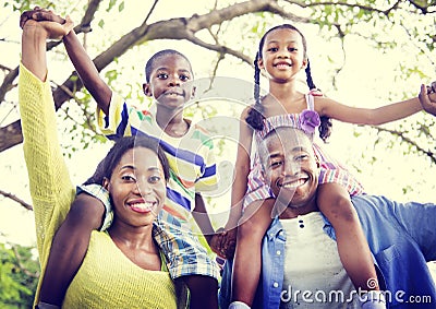 African Family Happiness Holiday Vacation Activity Concept Stock Photo