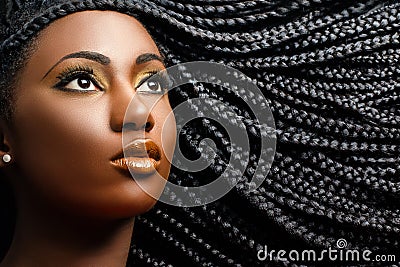 African female beauty with braided hair. Stock Photo