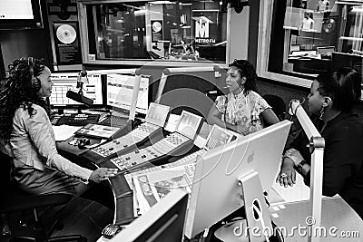 African Female Guests being interviewed on live talk radio show Editorial Stock Photo