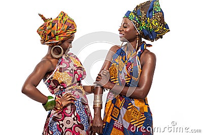 African female models posing in dresses. Stock Photo
